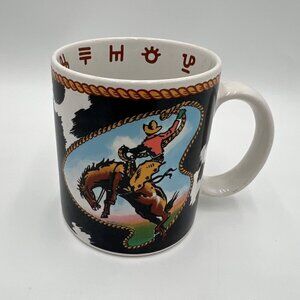 Vandor 1991 American Frontier Wild Wild West Coffee Cup Western Cowboy Bull Ropi